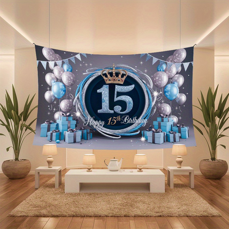 Banner Zum 15. Geburtstag – 115x180 Cm, Schwarz-gold Design Aus Polyester, Leicht & Wiederverwendbar – Perfekt Als Party-Hintergrund Oder Wanddeko