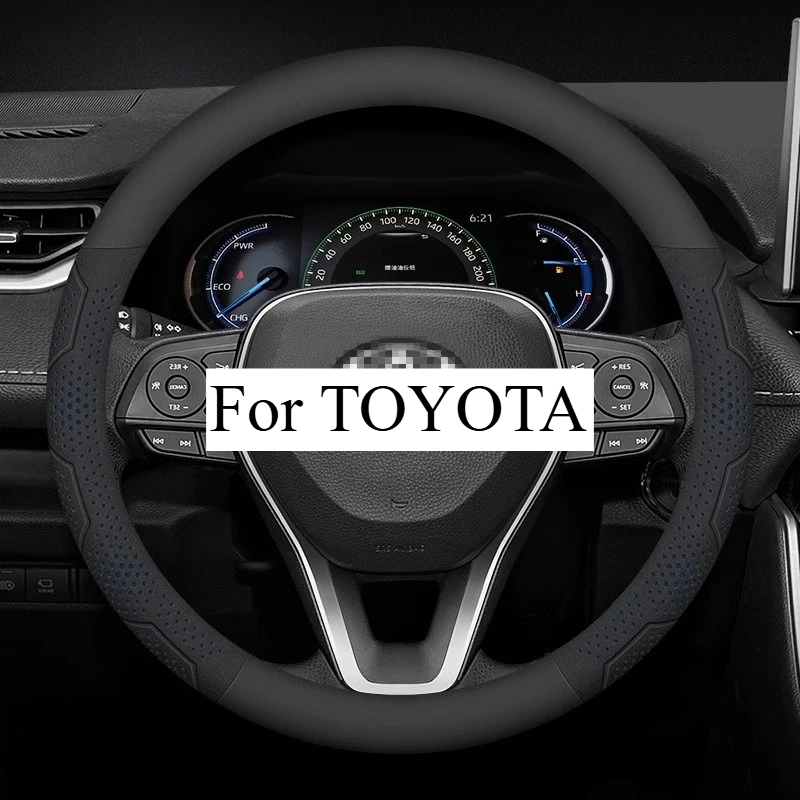 TEMU For Crown Chr Yaris Corolla Rav4 Prius Camry Carbon Fiber Pu Leather Car Steering Wheel Cover Accessories