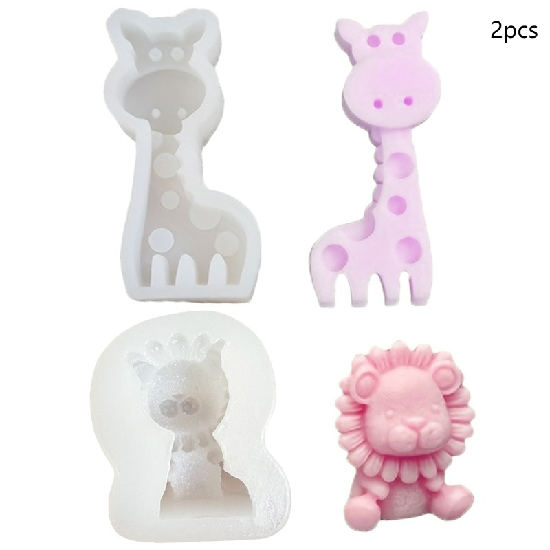 TEMU 2pcs Animal Shaped Candle Silicone Molds | Lion & Giraffe Design For Blocks And For Soap, Home Fragrance, Holiday Gifts, Decorative Molds,