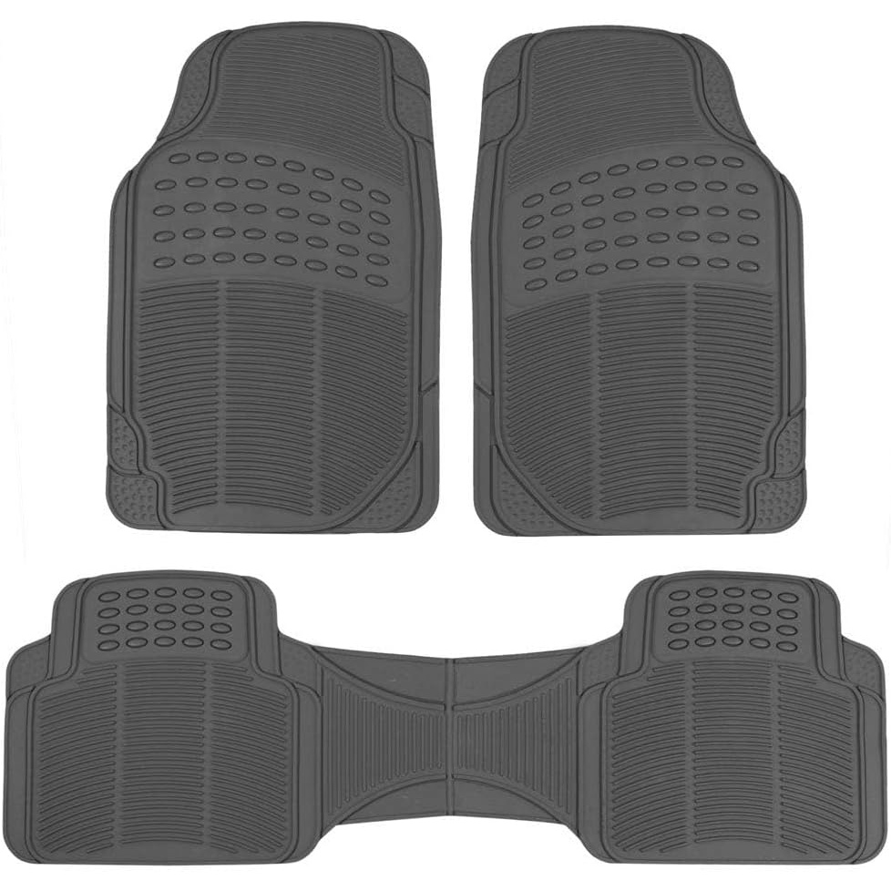 3pcs FlexTough All-Weather Rubber Car Floor Mats – Heavy-Duty Waterproof, Non-Slip, Fit for Cars, Trucks, SUVs – Durable Black Automotive Liners with Textured Grip, Easy to Clean, Vehicle Interior Protection, Sleek Car Accessory, Nonslip Surface