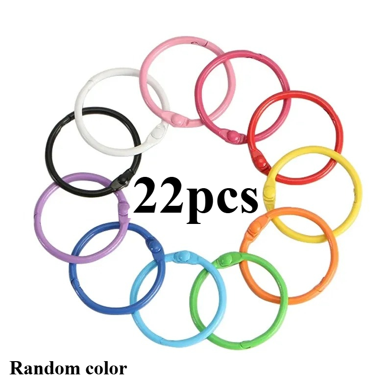 TEMU 22pcs Metal Calendar Rings Random Color Openable O Ring Buckles Multipurpose Hanging Clips Diy Scrapbook Photo Album Binding Loops Handcraft