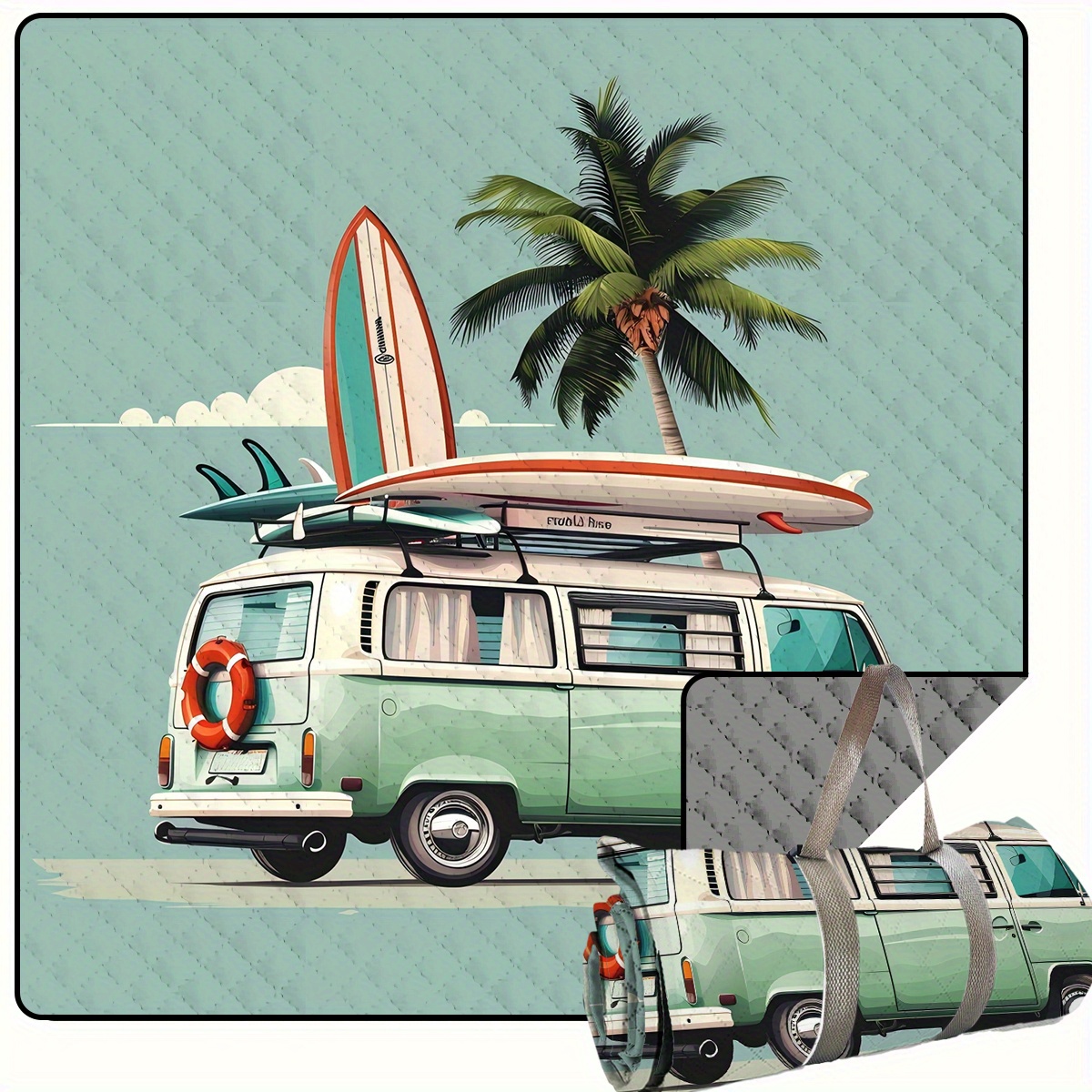 TEMU [Kai] 1pc Couverture de - de Camping Air Plage Voiture Adaptée au Camping, BBQ, Randonnée et Voyage Tapis de Plage Portable, Polyester Léger,