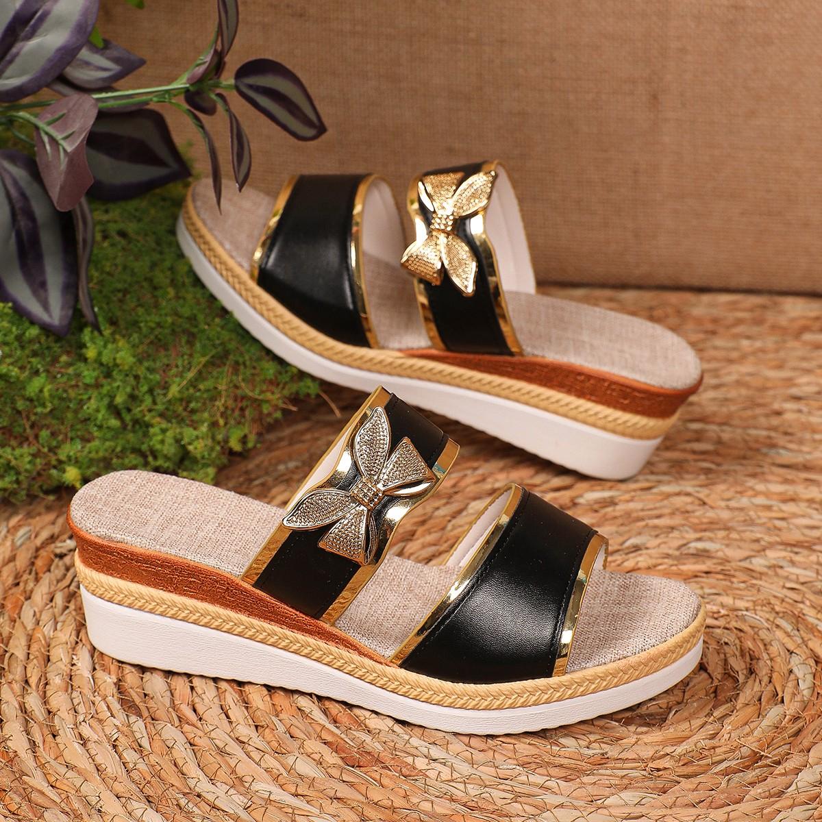 TEMU Women's Wedge Platform Sandals, Fashion Decor Elegant Thick-soled Sandals, Casual Vacation Beach Sandals, Women Shoes