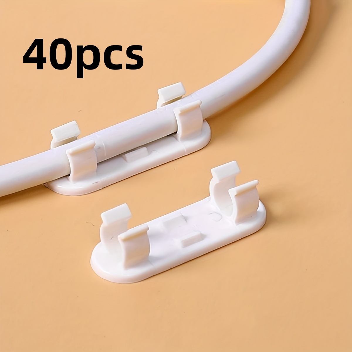 TEMU 40pz Clip Regolabili per Cavi - Organizzatori di Appiccicosi per TV, pz e Cavi Ethernet - Gestione dei Cavi Sotto Scrivania e Parete, Montaggio