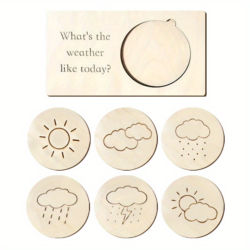 TEMU 1 Set de Letrero de Madera con Información Meteorológica, de , en Inglés, Adecuado para Decoración de Escritorio, Pasillo, Hogar, Habitación,