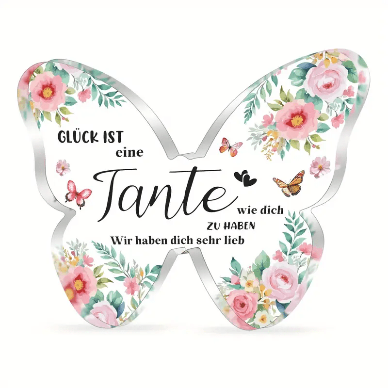E-shop 2D Flach, 1 Stück, Thanksgiving Muttertag - Deutscher Schmetterling Acryl-Dekoration für Zuhause, Büro, Schreibtisch, Bücherregal, Thanksgiving