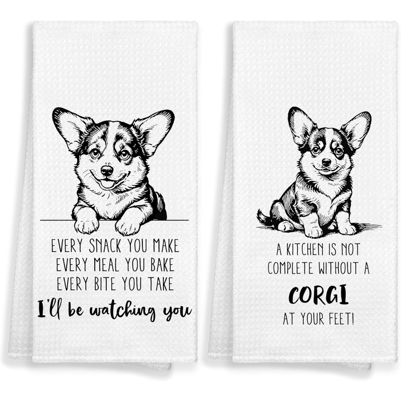 

2pcs 's Kitchen Towels - 18x26 Inch, Super Soft Polyester, Machine Washable, Drying Hands & Dishes, Ideal Gift For Dog Owners And Moms