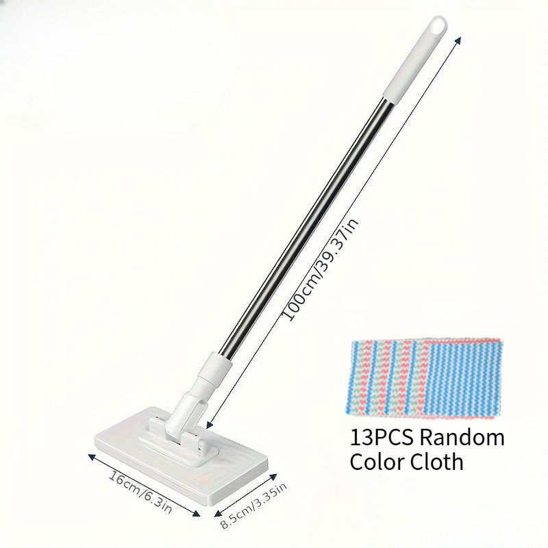 Image of 14pcs/set (1pc Mop And 13pcs Random Colors Cloths) Hand Wash Free Lazy Flatbed Mop For Wet And Dry Use, Reusable Press Clip Mop, For Kitchen, Bathroom, Window, And Floor, Multifunctional Cleaning Tool