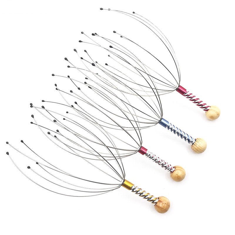 1 stück ergonomischer kopf-massagegerät mit druckentlastung - entspannendes metallkralledesign für männer und frauen, blau & weiß,   für haarpflege und  , kopf-massagegerät, haarpflege-tool, elegantes massagegerät, langlebiges kunststoff 0