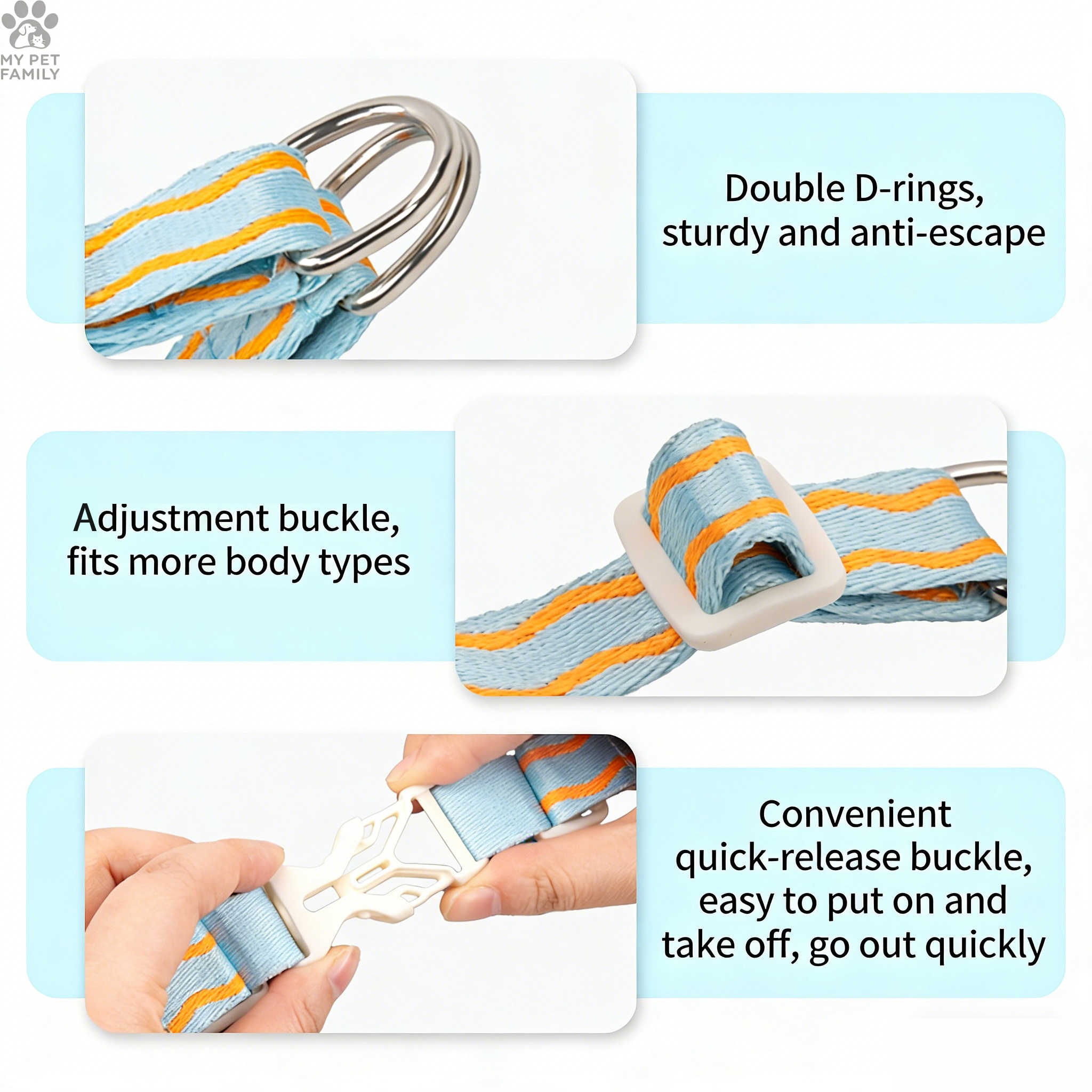 4pcs Anti-Pull Vest-Style Pet Harness Set