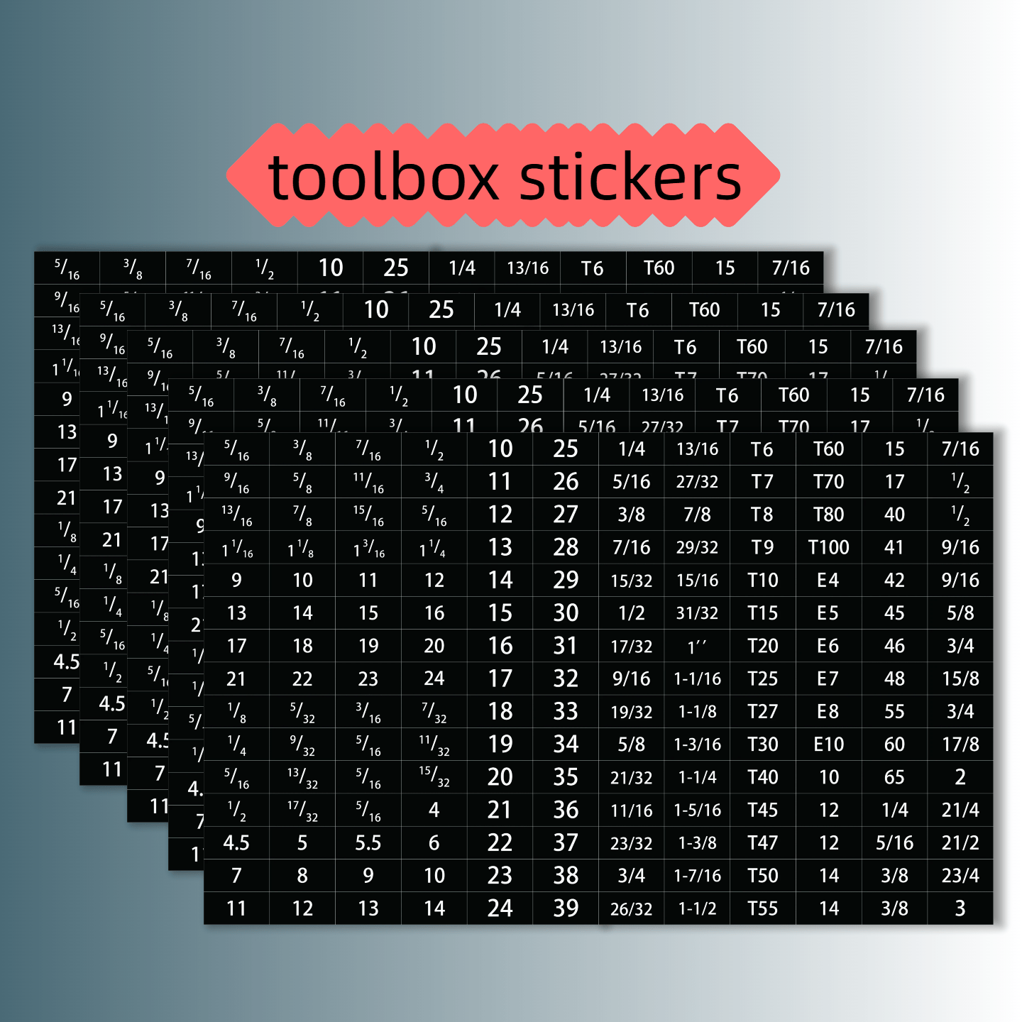 TEMU Hardware Sticker, 540 Stickers 6 Sheets, Professional Socket Size Labels Complete Set Metric Sae Wrench Organizer Stickers Garage Workshop Tool