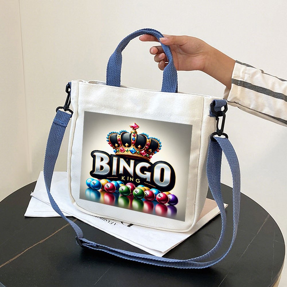 

1pc Bingo Adjustable Canvas Material Bag Suitable For Daily Use, Detachable Strap, Fashionable And Soft Material, Easy To Travel