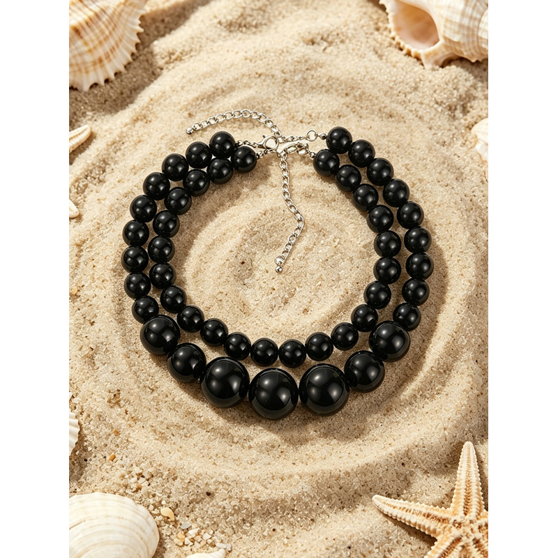 2pc Bohemian Acrylic Round Geometric Necklace Set, Summer