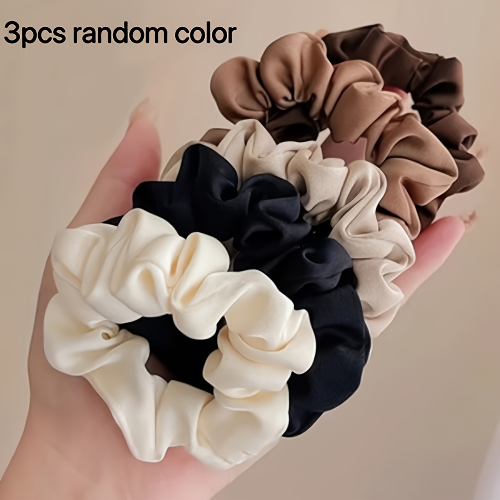 Set of 3 Retro Silk Hair Ties, Highly Stretchable - Ideal for Indoor Use, Outdoor Events, Trips, And More