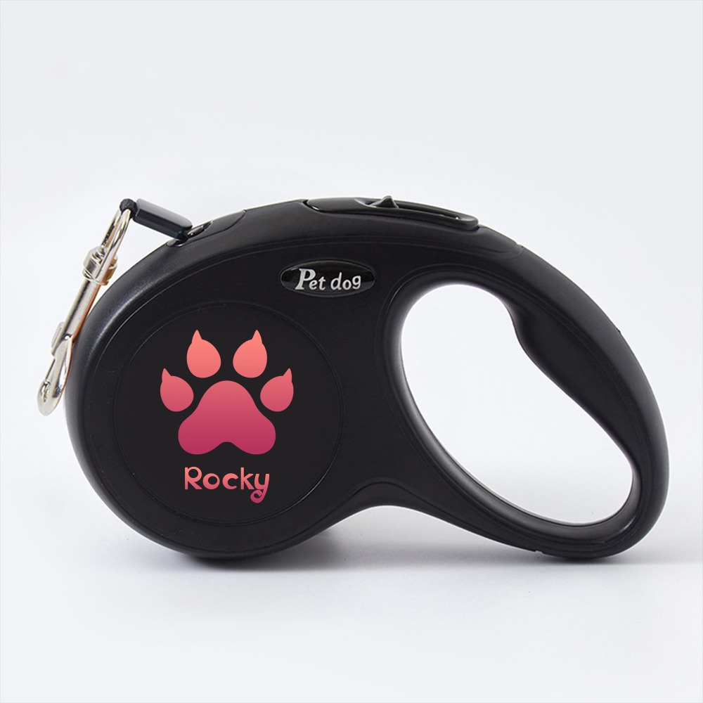 TEMU Customizable Names Or Texts, Retractable Dog Leash, 5-meter Adjustable Strap, 360° Anti- Design, One-button Control, Suitable For Small To Large