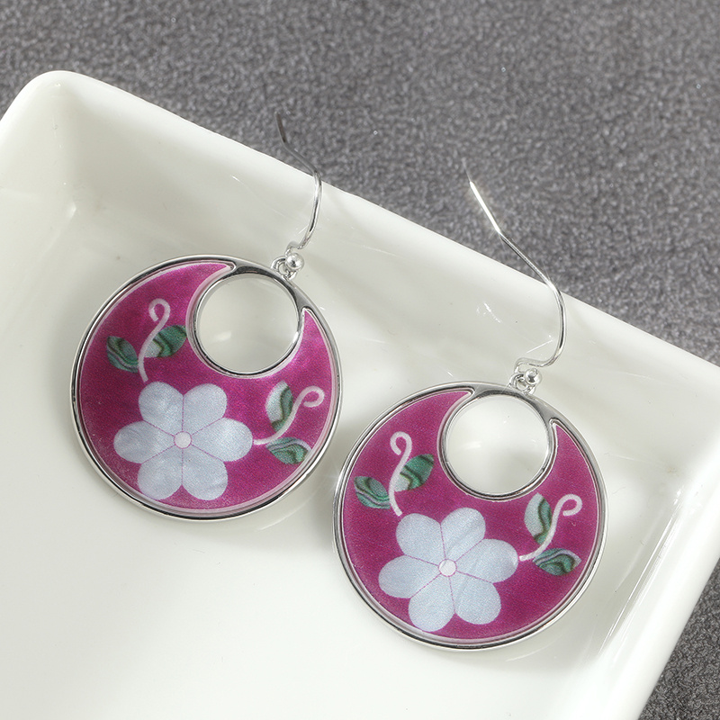 Women's Acrylic Dangle Flower Leaves Pattern Earrings