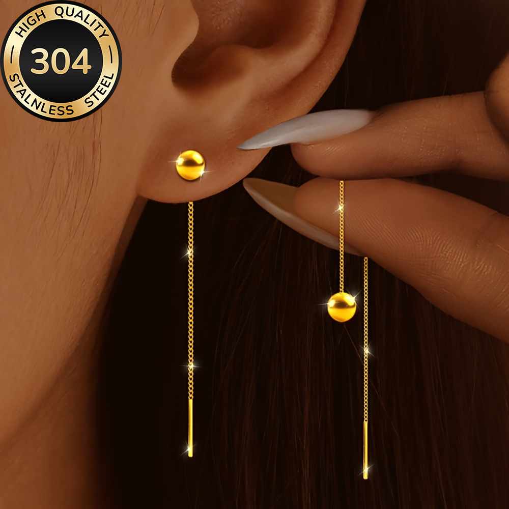 TEMU Pendientes de acero inoxidable con borla de de lujo y elegante con pestañas para mujer, hipoalergénicos y resistentes a la decoloración, joyería