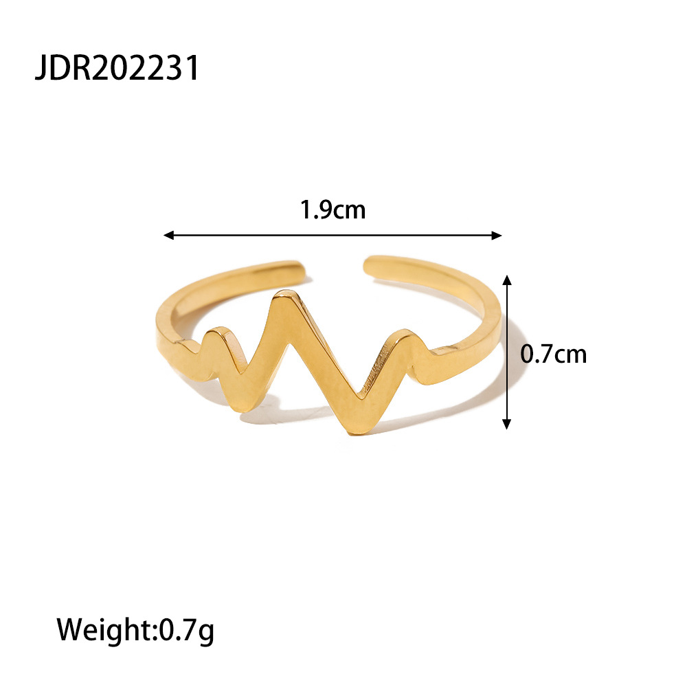 Stainless Steel Golden Plated Multi-Layer Open Ring