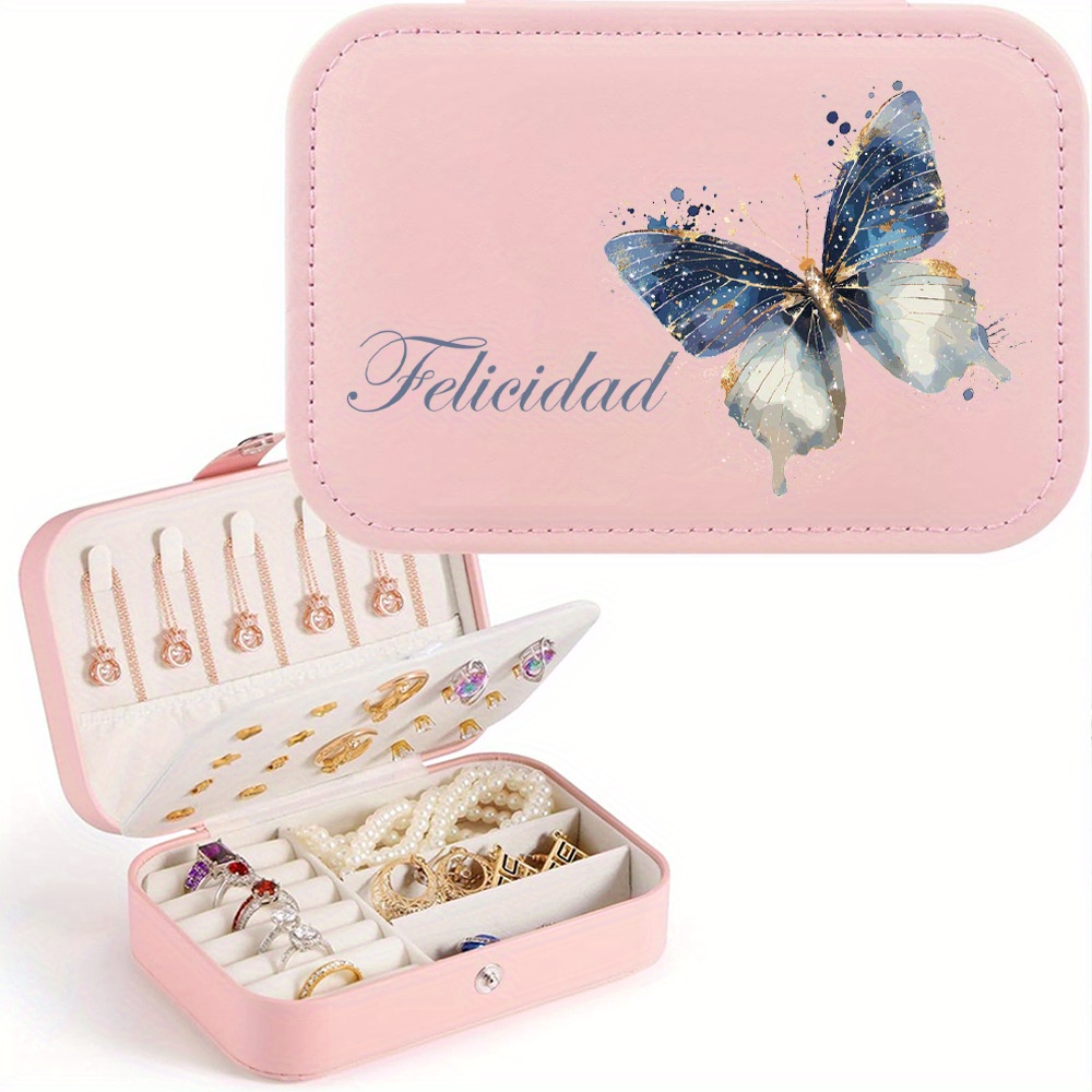 Customized Name PU Leather Butterfly Jewelry Box