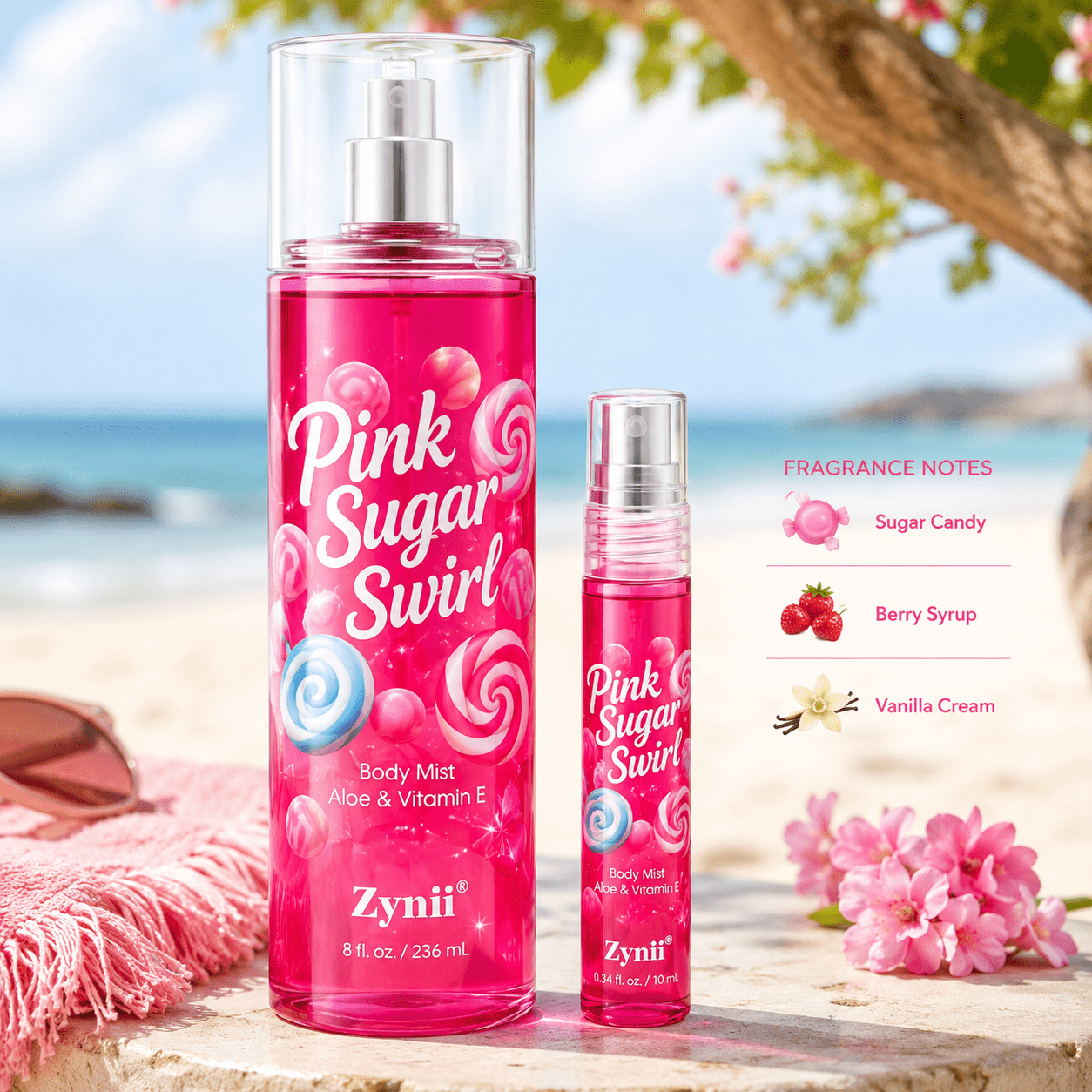 TEMU Zynii Women Hair Fragrance Perfume 2-pack Gift Set 236ml+10ml (8fl.oz + 0.34fl.oz) Holiday Gift Multi-scents Smooth Hair Spray
