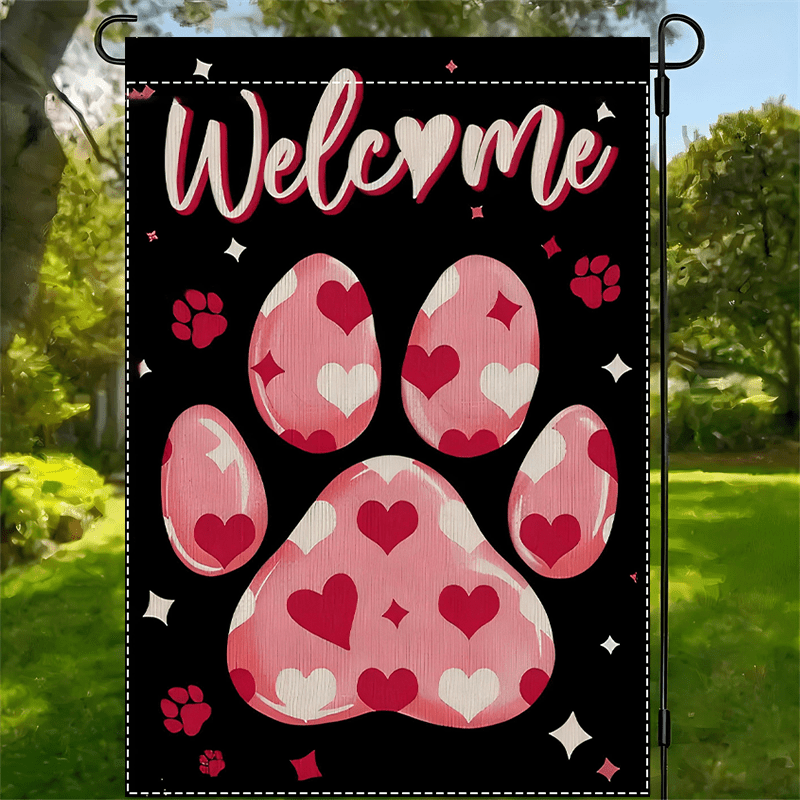 

1pc Paw Print Flag, Double-sided Polyester, Waterproof, 12x18inch, Multipurpose Home & Outdoor Party Decoration, No Electricity Needed