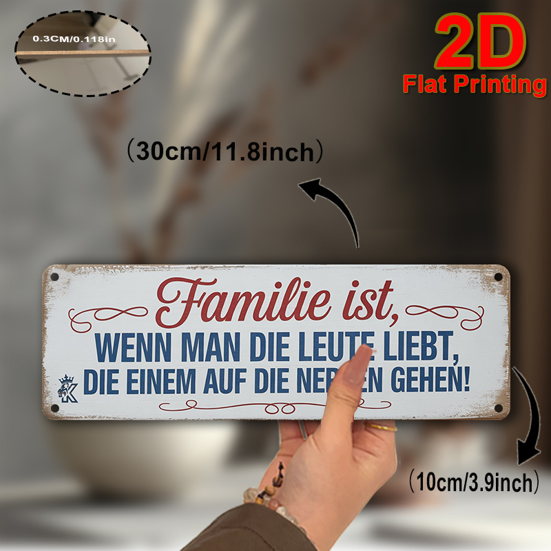 Image of 2d Flat, 1pc Family Quote Wooden Wall Decor - Artificial Wood German Style Inspirational Sign With Decorative Swirl, Home And Office Hanging Ornament, Ideal Gift For Family, Parents, Couples