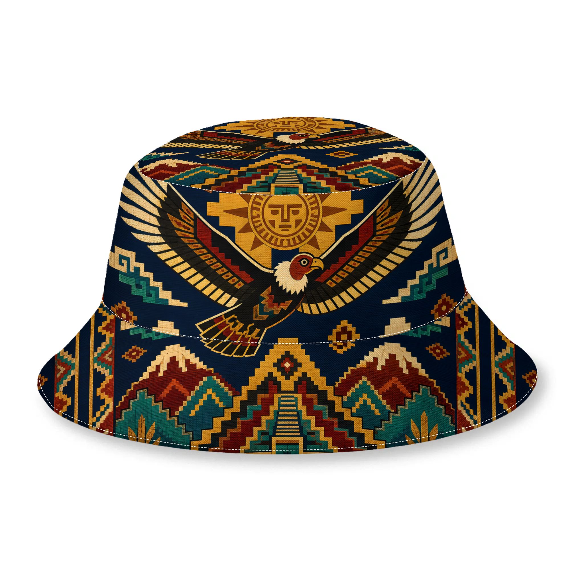 TEMU 1pc Unisex Printed Bucket Hat Andean Emblem Pattern Fisherman Sun Hat For Men Women Lightweight Breathable Outdoor Beach Travel Cap