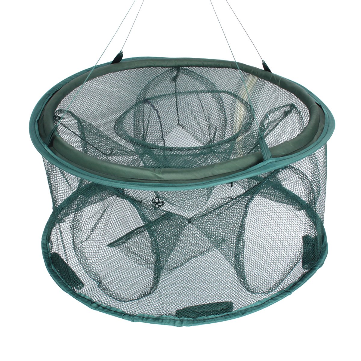 Image of 7 Hole Folding Fishing Trap 70cm Nylon Net For Shrimp Eel Crab With Drawstring Bag