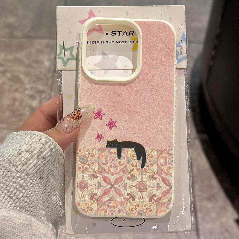 Phone Case: Cute Starry Cat With Vintage Tile Pattern Collage Drop-proof Case, Fits Iphone 11 To 17 Pro Max. Soft Bumper With Large Lens Cutout, Raised , Anti-slip Grip, Perfect Gift For Family, &