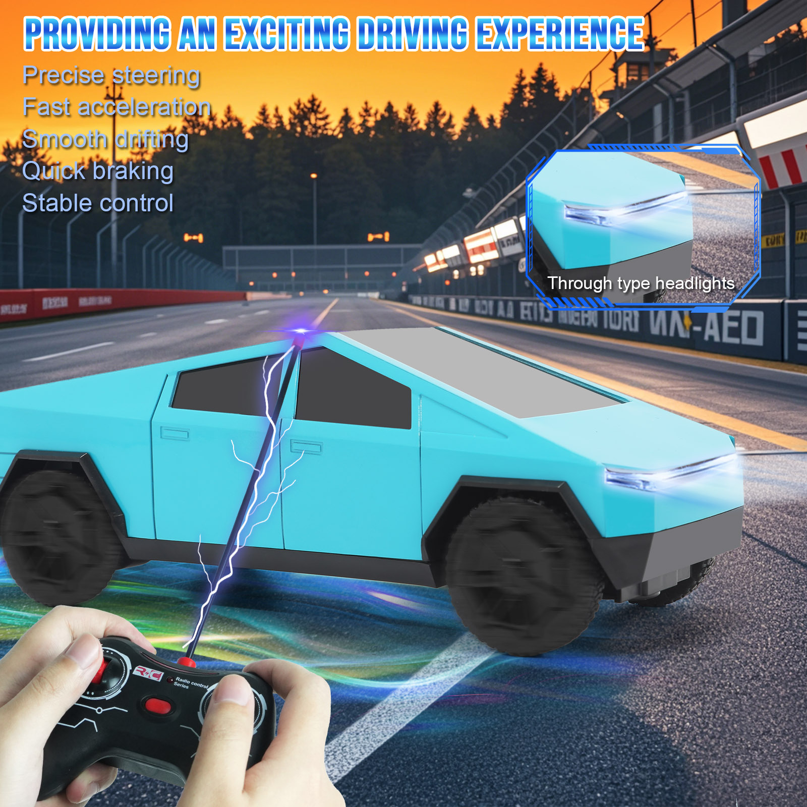 Cyber Truck Toy Remote Control Pickup Truck, 1/24 Scale Racing Cybertruck Model, Rechargeable Battery & Light and Loadspace, for Adults and Boys