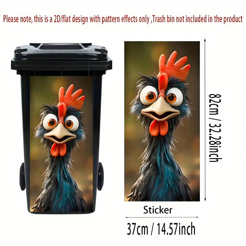 Image of 1pc Of Trash Can Sticker, 37×82 Cm, Featuring A Vibrant Cartoon , Self-adhesive Wallpaper For Decoration, Suitable For Trash Cans, Walls, And Home Decor.