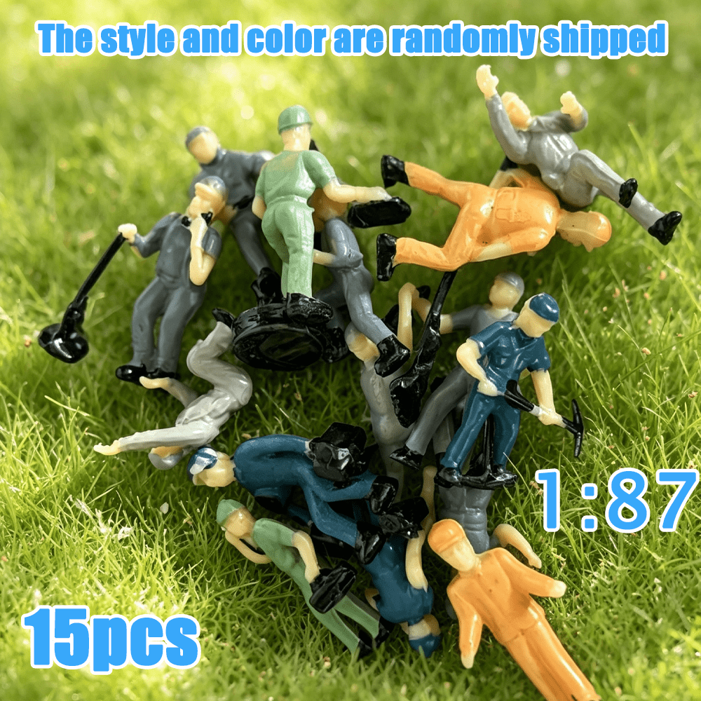 TEMU 15pcs 1:87 Scale Railway Worker Models, Random Colors And Styles Shipped, Used As Additions For Train Track Scene Decoration, Suitable For Train