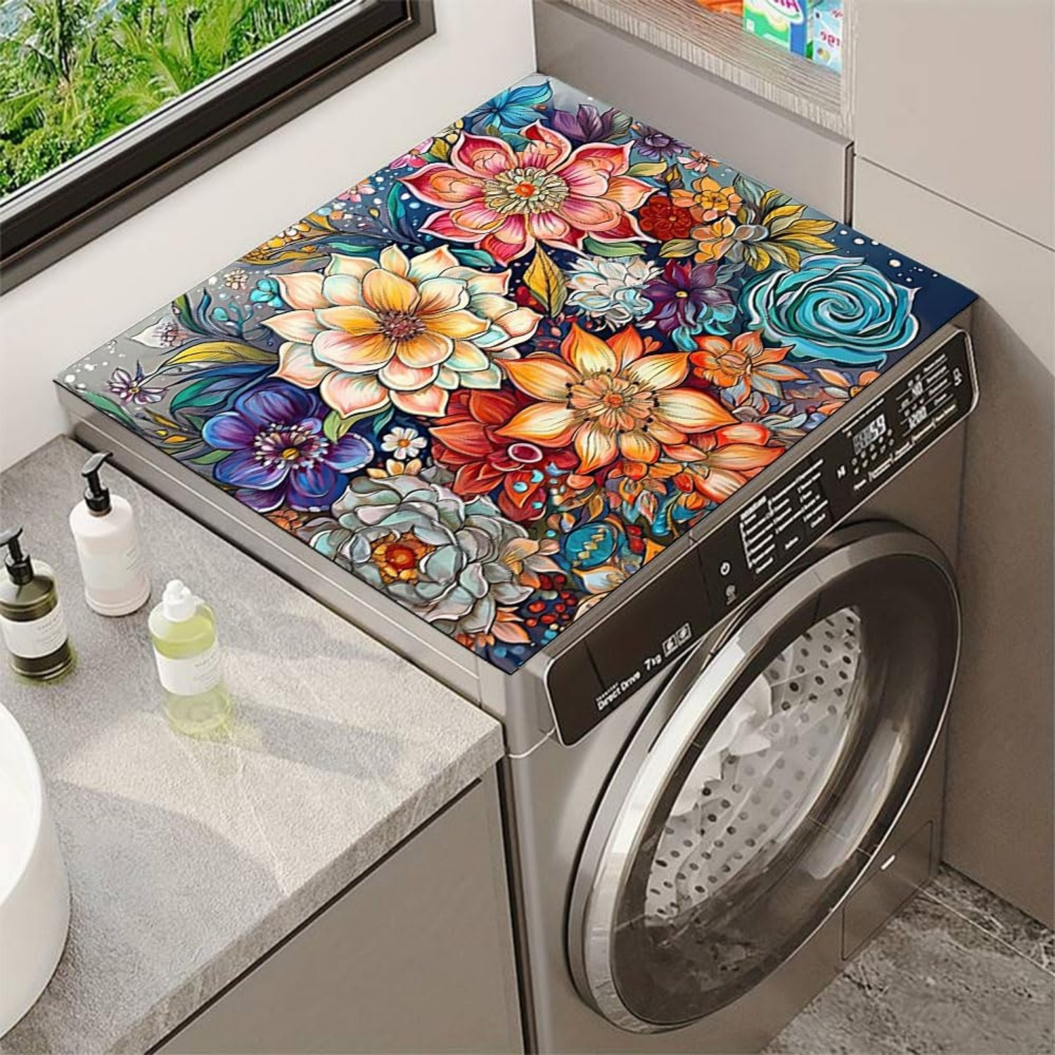 Odot Washer And Dryer Top Mat Cover, 3D Flower Washer Dryer Top - View #12