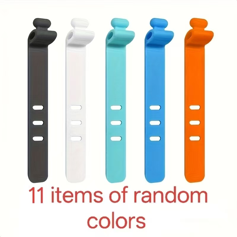 TEMU 11 Different-colored Silicone Cable Organizers, Elastic Cable Management Bands, Suitable For Headphones, Usb And Electronic Products, Durable