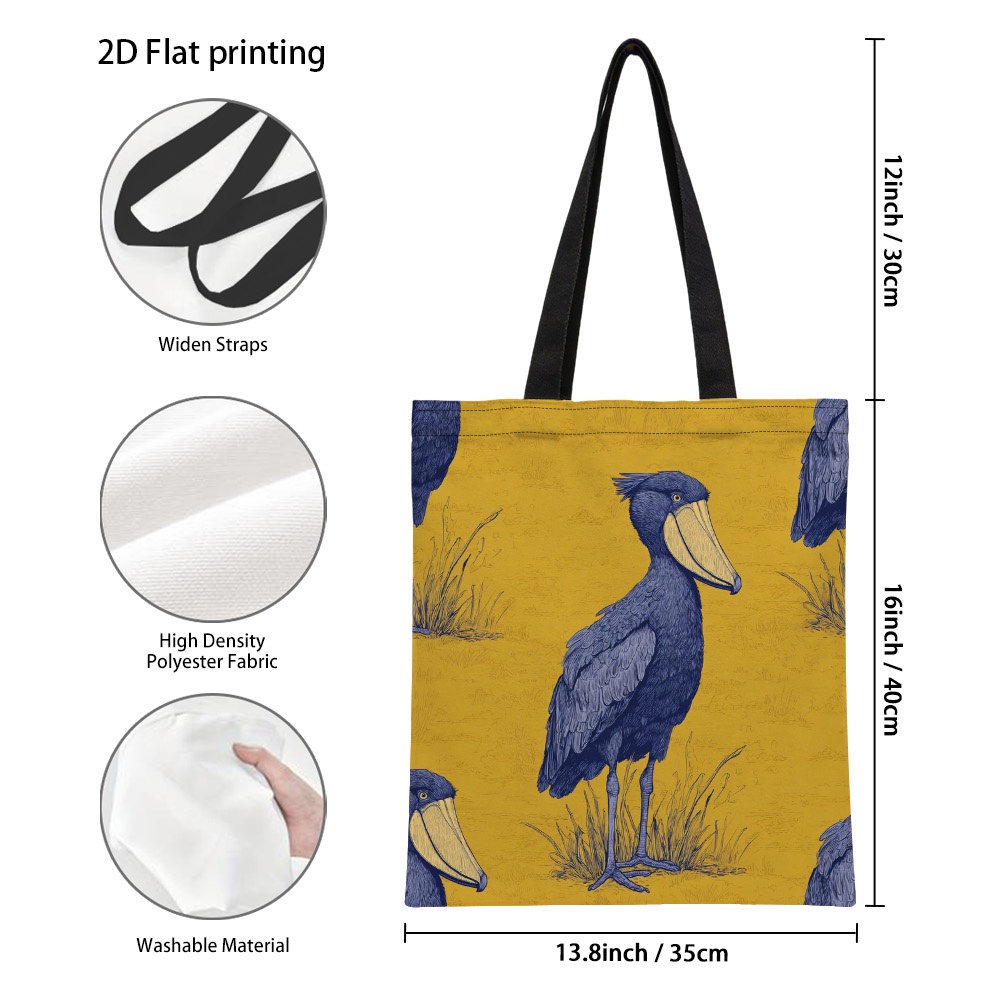 1 kos Torba s potiskom ptice Shoebill - Večkrat uporabna poliestrska nakupovalna torba z močno konstrukcijo, primerna za nakupovanje, potovanja,