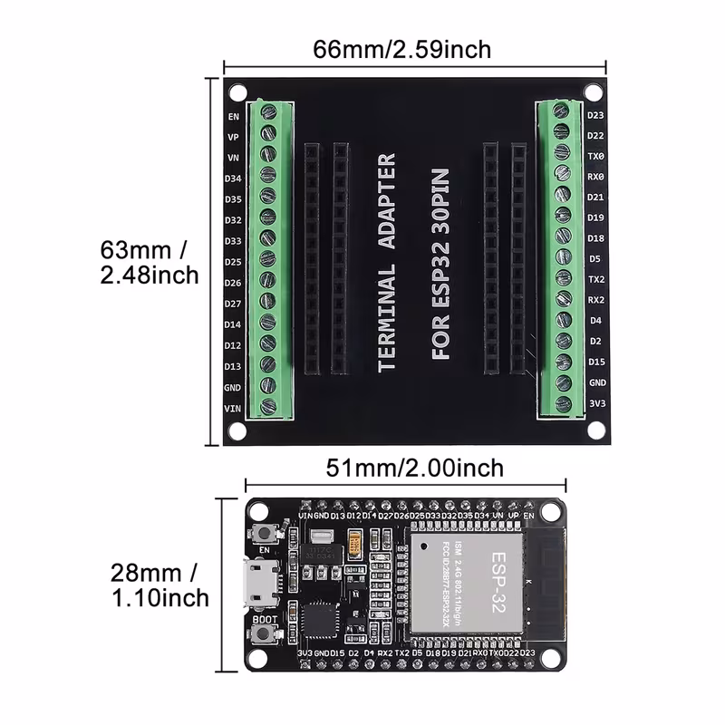 1 סט לוח פיתוח esp- -32 esp32 esp-32s עם 30 , ממשק micro usb, wifi esp- -32 עם לוח שבירה esp32 ומתאם מסוף מגן 30pin פרטי מוצר 2