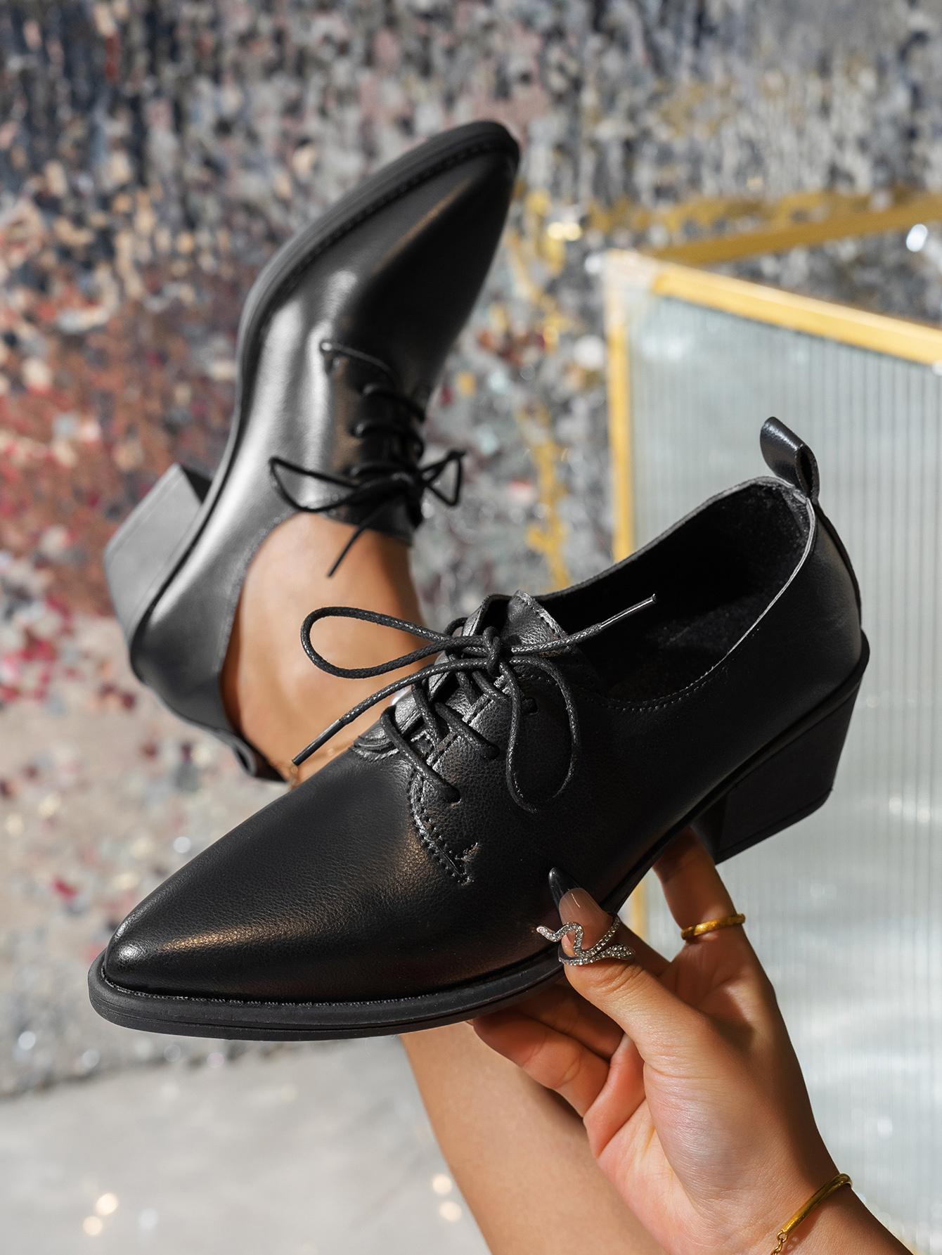 sapatos de senhora com atacadores de sintética com - Temu Brazil, image size:800x1066