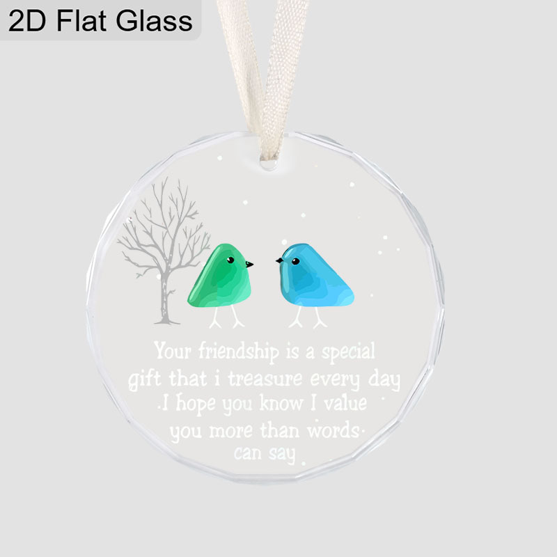 TEMU 2d Flat, 2d Flat 1pc Christmas Friendship Transparent Glass Pendant (with Box) - 3.08 Inches, Best Friendship Souvenir, Ornament Gift For ,