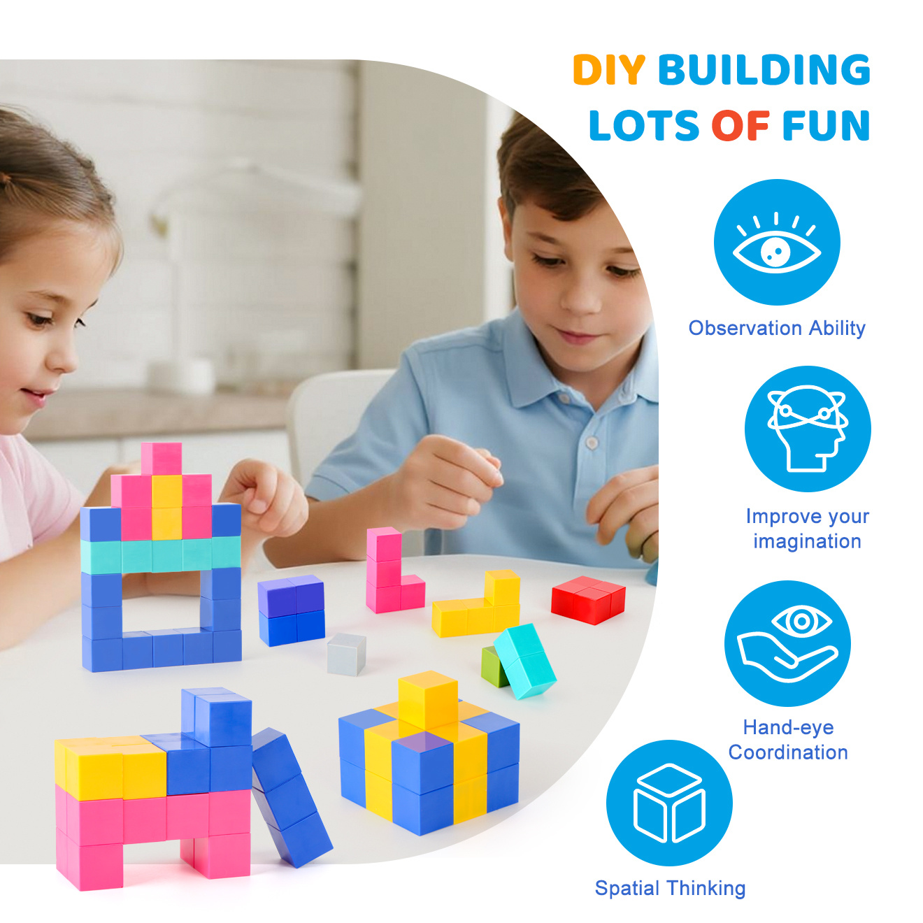 200pcs Colorful Magnetic Building Blocks and Cubes