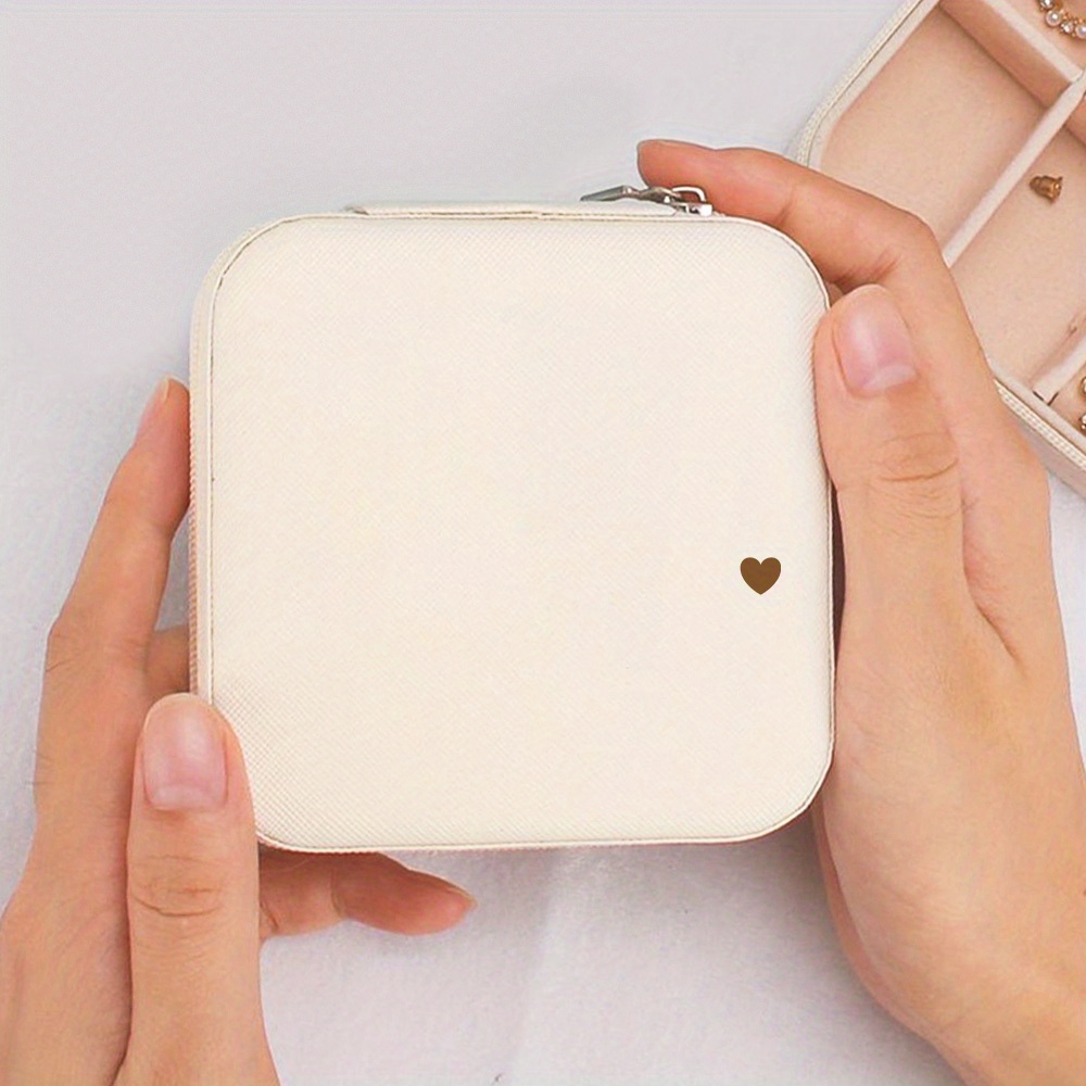 TEMU Personalized Name With Heart Jewelry Box Custom Beige Jewelry Boxes Bridesmaid Jewelry Box Travel Jewelry Case Gift For Her Couple Gift Custom