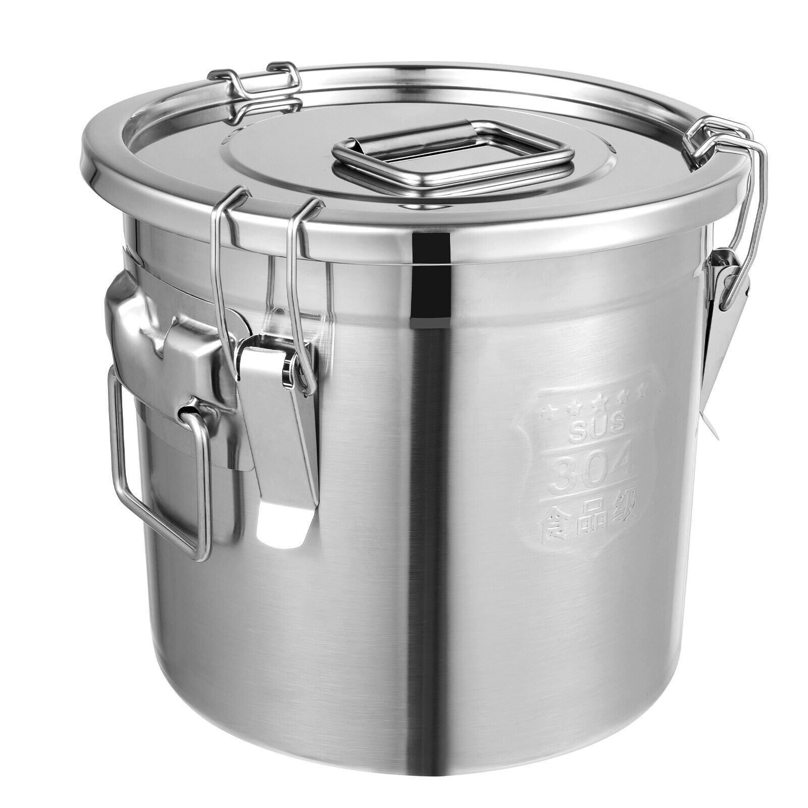 1pc   stainless steel food airtight canister for kitchen rice cereal grain canisters container 12l large capacity 304 and 201 stainless steel double sealing protection household storage bucket with handles lid