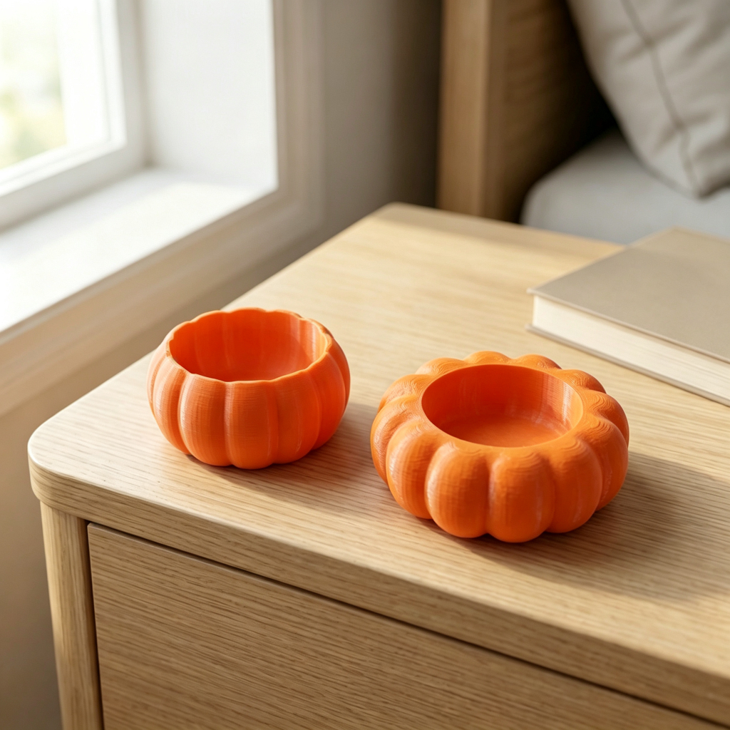 TEMU Porte-bougie teallight citrouille Halloween, citrouille imprimé en 3D, décoration de bureau pour les fêtes d'automne, mini plateau de rangement