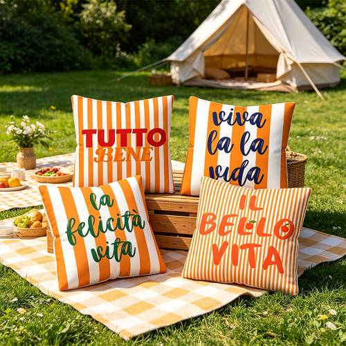2d flat 4pack set of 4 italian quote striped pillow covers 2d graphic printing non real embroidery suitable for modern fabric sofas indoor outdoor decoration party decoration as a gift pillowcase 2d flat