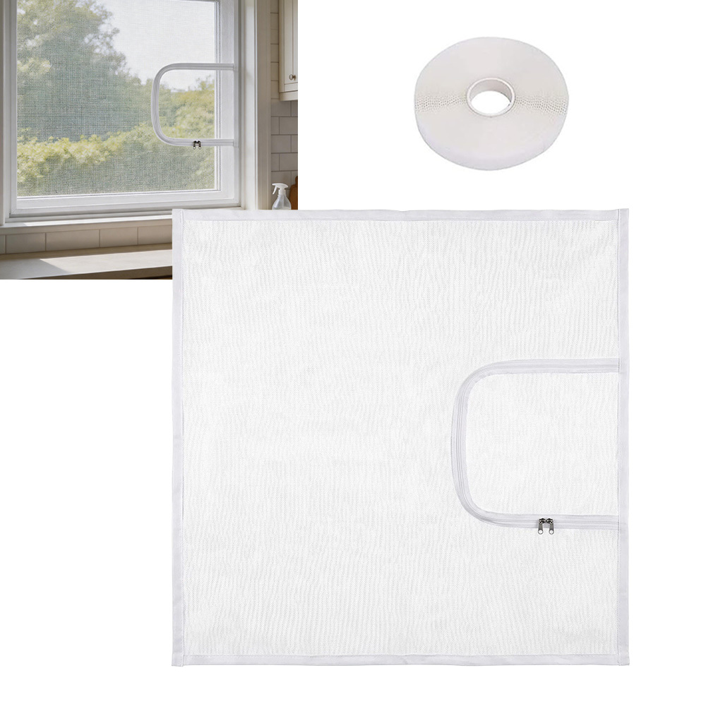 1.2m X 1.2m Nano Fiberglass Window Screen Mesh Adjustable Zipper Opening Handmade Anti-mosquito Window Net In Stock