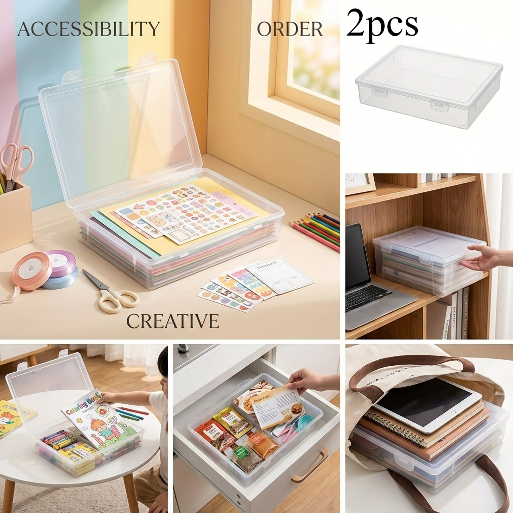 Image of Itechjoy Transparent File Storage Box With A Dust Cover, Stackable To , Suitable For Organizing Desktop Items In Homes, Offices, And Schools, Featuring A Durable