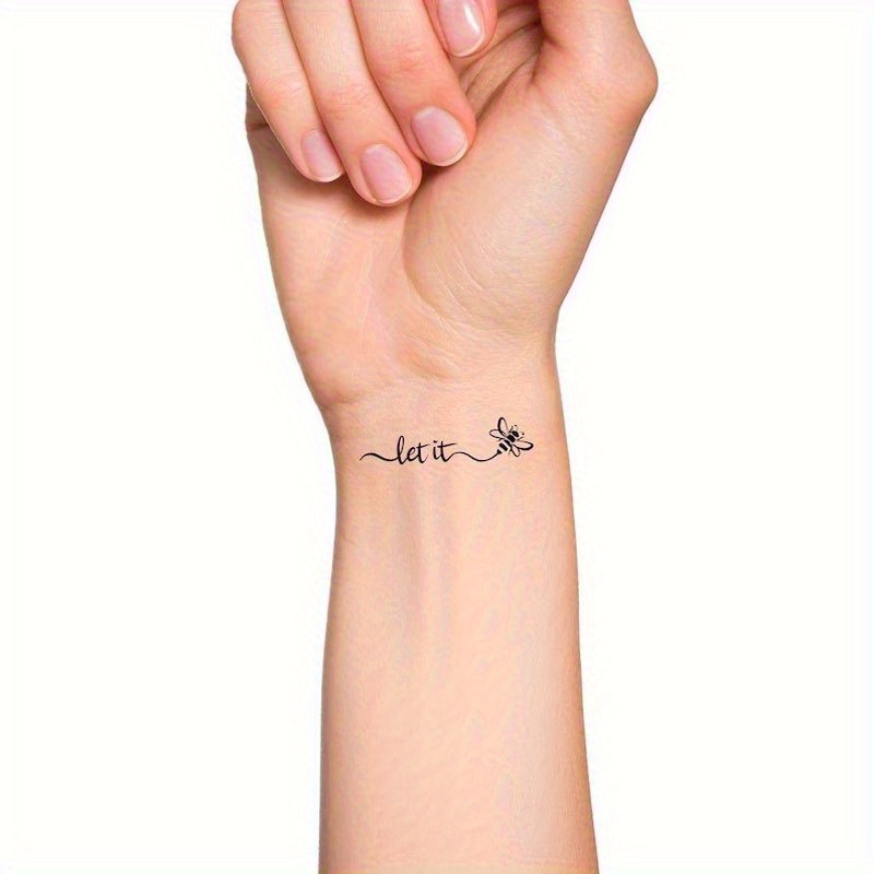 TEMU 1pc Temporary Sticker - "" Design For Arm, Wrist & Body - Black Applique Decal For Stylish Body Art, Stickers