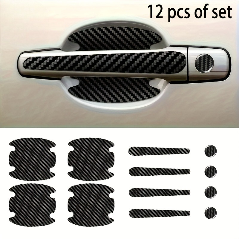 TEMU Pixelliving 12 pezzi Protezione Porta Auto in Fibra di Carbonio Adesivo Protettivo Foro Chiave Serratura Porta Auto Accessori Auto > Aggiunti