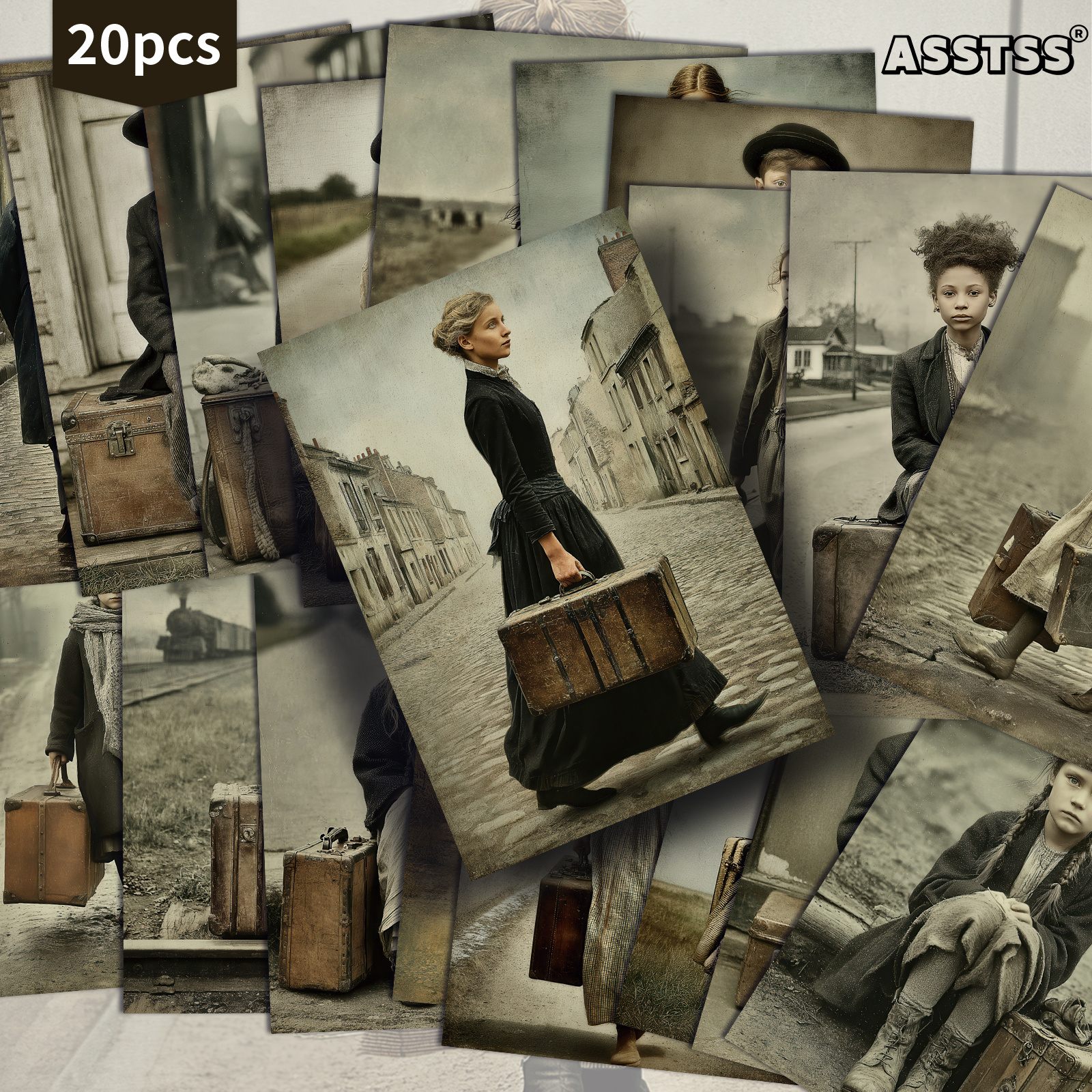 TEMU Set Of 20 Assorted Vintage Gift Cards Measuring 4x6 Inches, Featuring Retro Junk Journal Paper And Classic Pinup Illustrations, Scrapbooking And