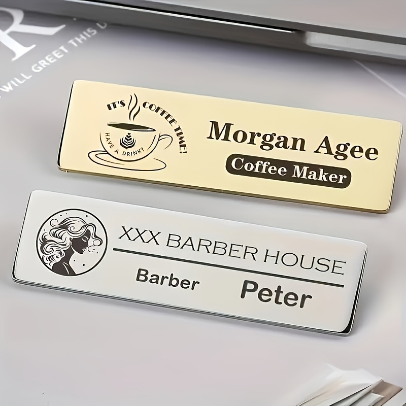 TEMU Custom Engraved Stainless Steel Name Tag - Personalized Laser Engraving With Your Photo & Text, Durable Metal Nameplate For Office, Gifts, Keys,