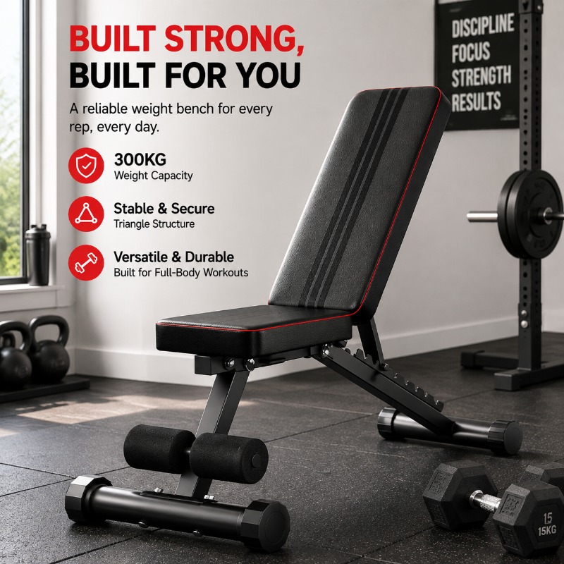 400kg Heavy Duty Foldable Weight Bench, 99 Adjustable Incline Flat , 98% Pre-assembled, Extra Wide Comfortable Seat For Home Gym Strength Training